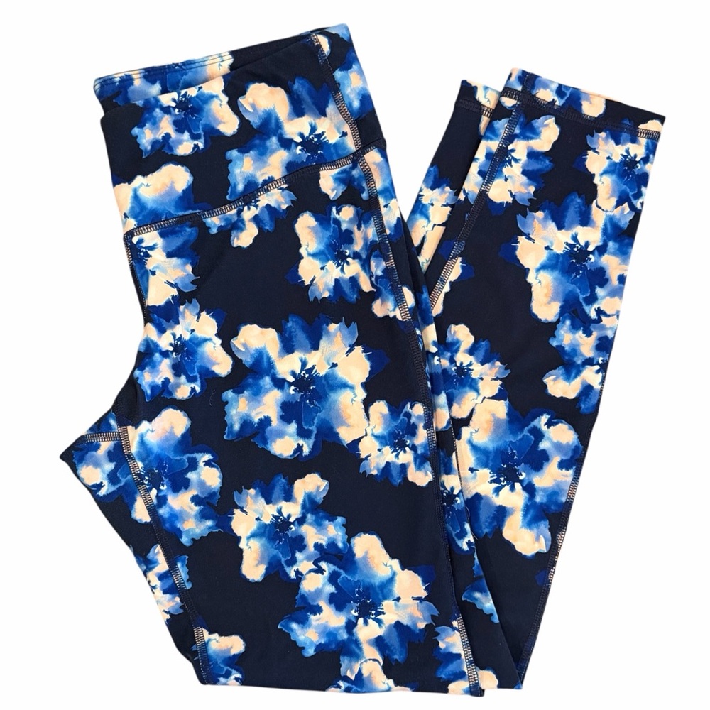 Old Navy Blue Floral Leggings EUC - Picture 2 of 5